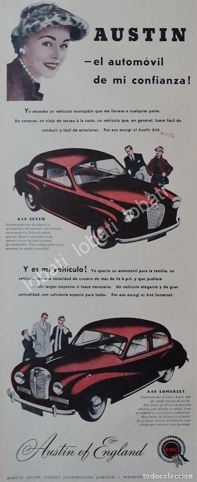 Poster collecting: CARTEL ANTIGUO ORIGINAL DE AUTOS BMC AUSTIN SOMERSET A40 Y A30 1953 /247