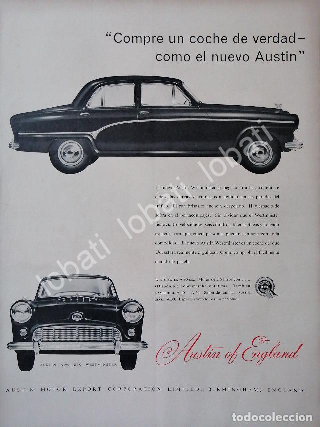 Poster collecting: CARTEL ANTIGUO ORIGINAL DE AUTOS BMC AUSTIN WESTMINSTER A.90 SIX 1954 /249 MUY RARO
