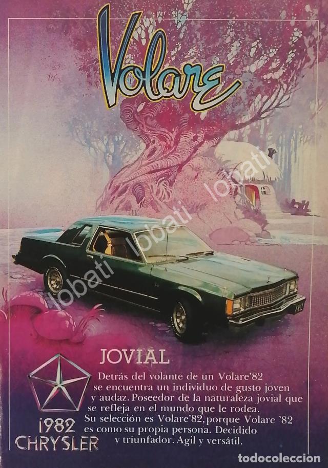 Coleccionismo de carteles: CARTEL ANTIGUO ORIGINAL DE AUTOS CHRYSLER VOLARE 1982 MNI CARTEL