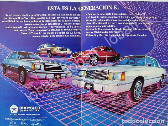 Coleccionismo de carteles: CARTEL ANTIGUO ORIGINAL DE AUTOS CHRYSLER GENERACION K. VOLARE, DART, 1986