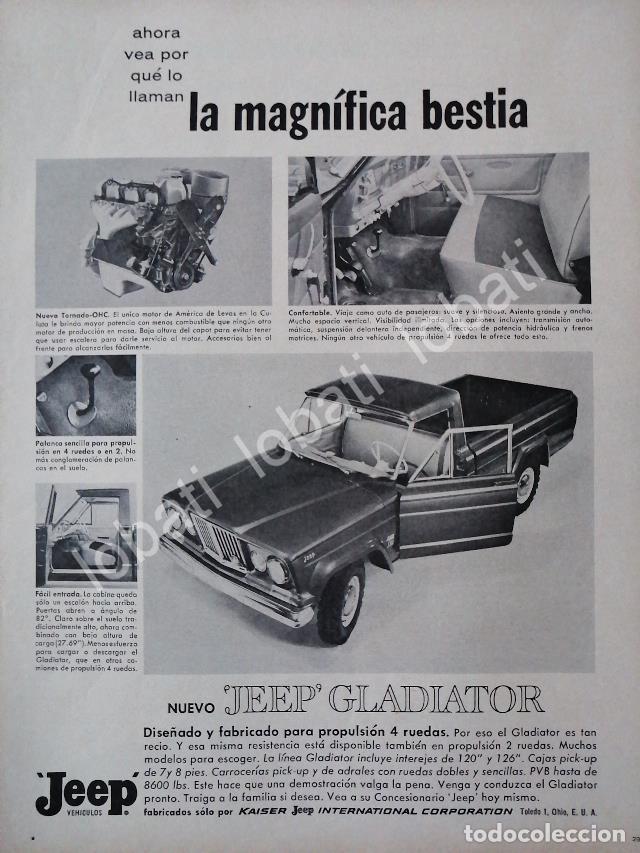 Poster collecting: CARTEL ANTIGUO ORIGINAL DE AUTOS PICKUP JEEP GLADIATOR 1962 1RA VERSION /265 RARO