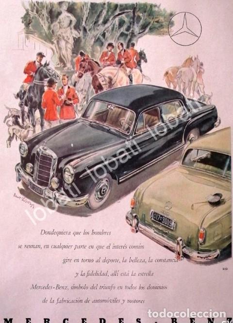Poster collecting: CARTEL ANTIGUO ORIGINAL DE AUTOS MERCEDES BENZ SERIE 220 1950s /277 PUBLICIDAD ARTISTICA