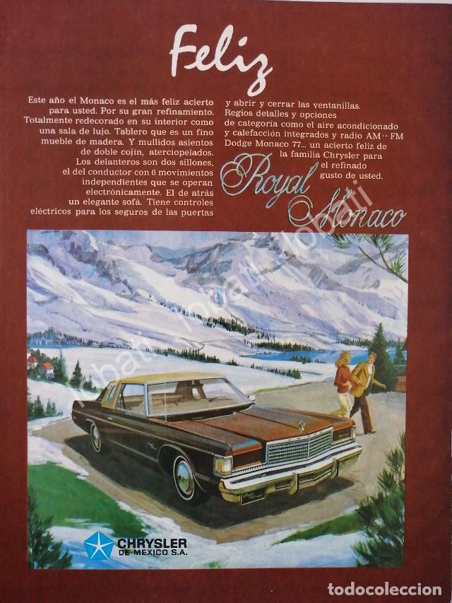 Coleccionismo de carteles: CARTEL ANTIGUO ORIGINAL DE AUTOS CHRYSLER ROYAL MONACO 1977 RARO /58