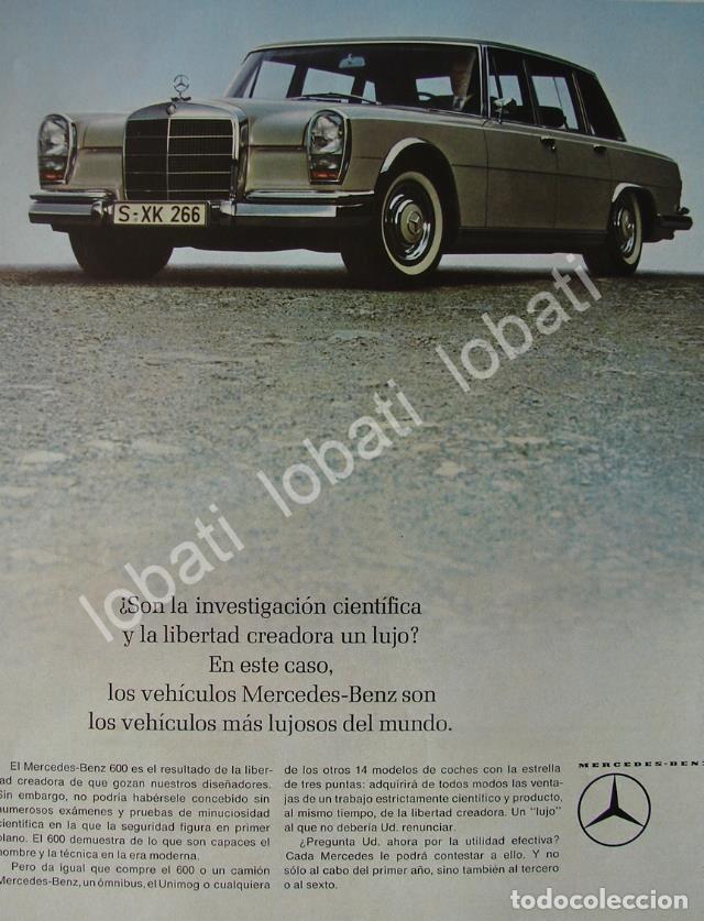Poster collecting: CARTEL ANTIGUO ORIGINAL DE AUTOS MERCEDES BENZ 600 1963 /309 RARO