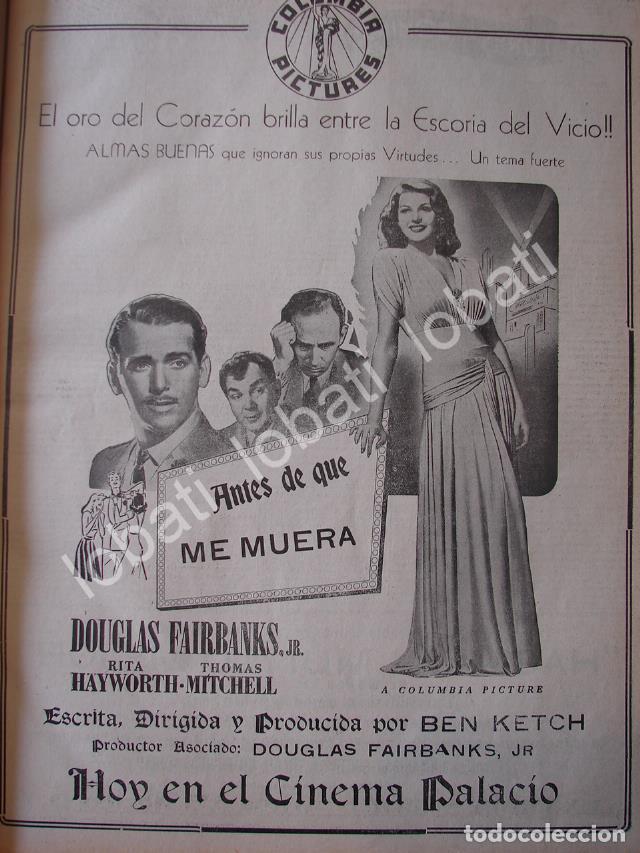 Sammeln von Plakaten: CARTEL ANTIGUO ORIGINAL DE ESTRENO DE LA PELICULA ANTES DE QUE ME MUERA 1941 /RARO
