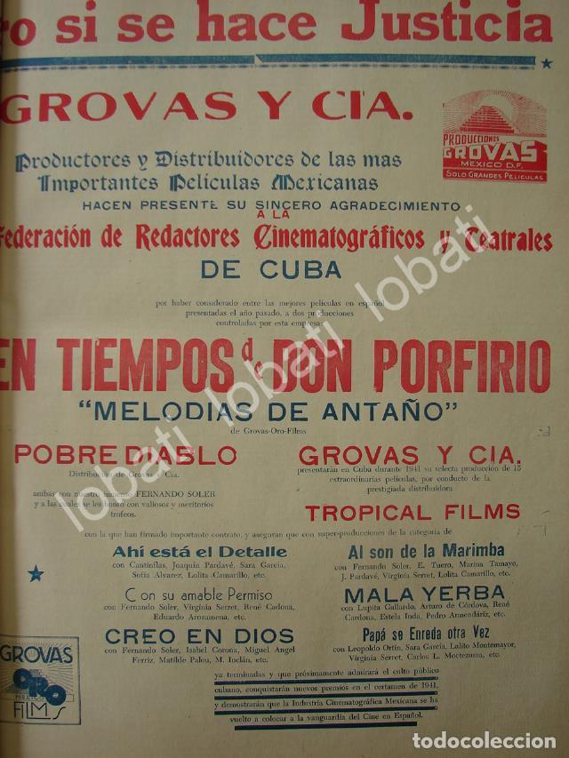 Sammeln von Plakaten: CARTEL ANTIGUO ORIGINAL DE EXITO DE PELICULA EN TIEMPOS DE DON PORFIRIO 1941 GROVAS Y CIA.