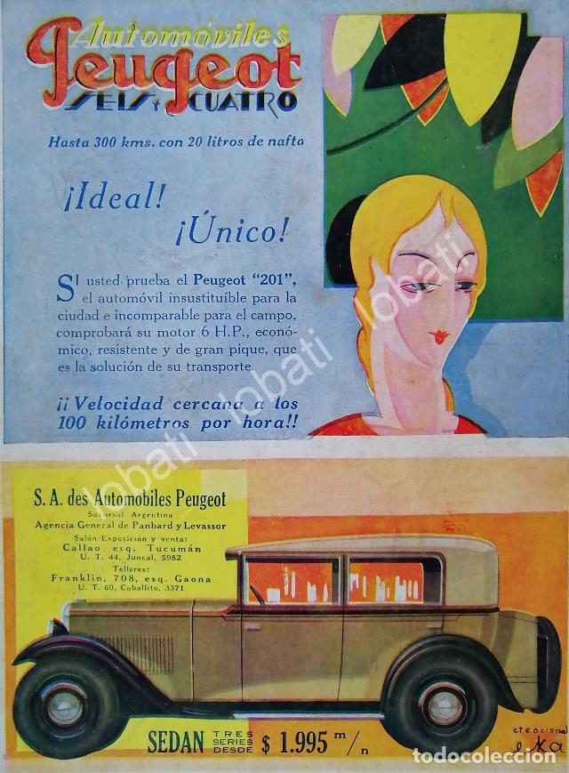 Sammeln von Plakaten: CARTEL ANTIGUO ORIGINAL DE AUTOS PEUGEOT SEIS CUATRO 1926 / ART NOUVEAU