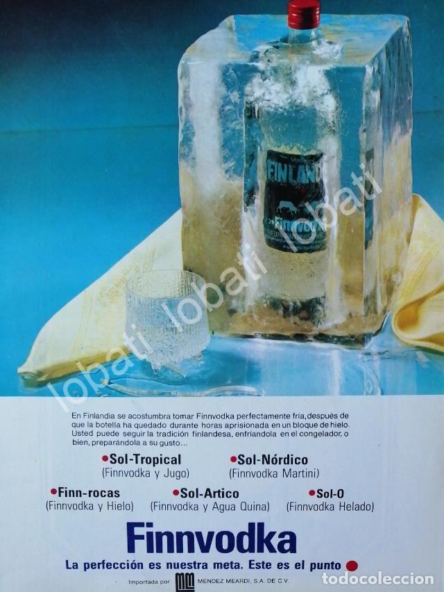 Colecionismo de cartazes: CARTEL ANTIGUO ORIGINAL DE VODKA FINNVODKA 1970s /V336 RARO