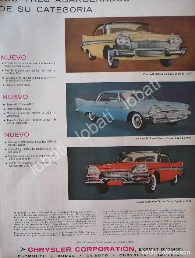 Poster collecting: CARTEL ANTIGUO ORIGINAL DE LOS 3 AUTOS CHRYSLER DE 1958 /138