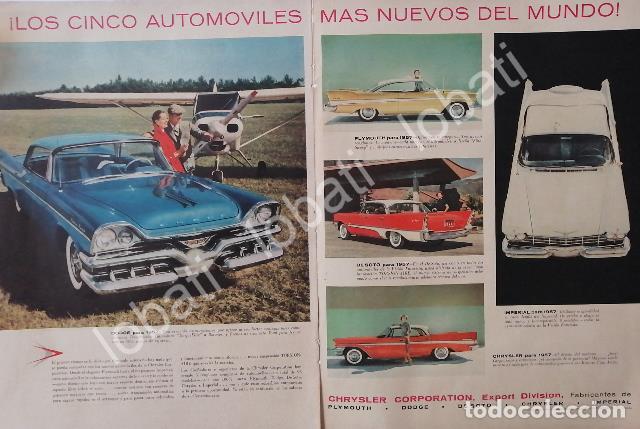 Poster collecting: CARTEL ANTIGUO ORIGINAL DE LOS 5 AUTOS CHRYSLER DE 1957 /137