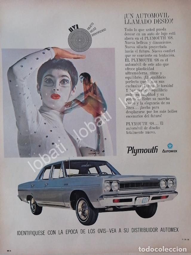 Poster collecting: CARTEL ANTIGUO ORIGINAL DE AUTOS CHRYSLER PLYMOUTH 1968 /143 GRANDE