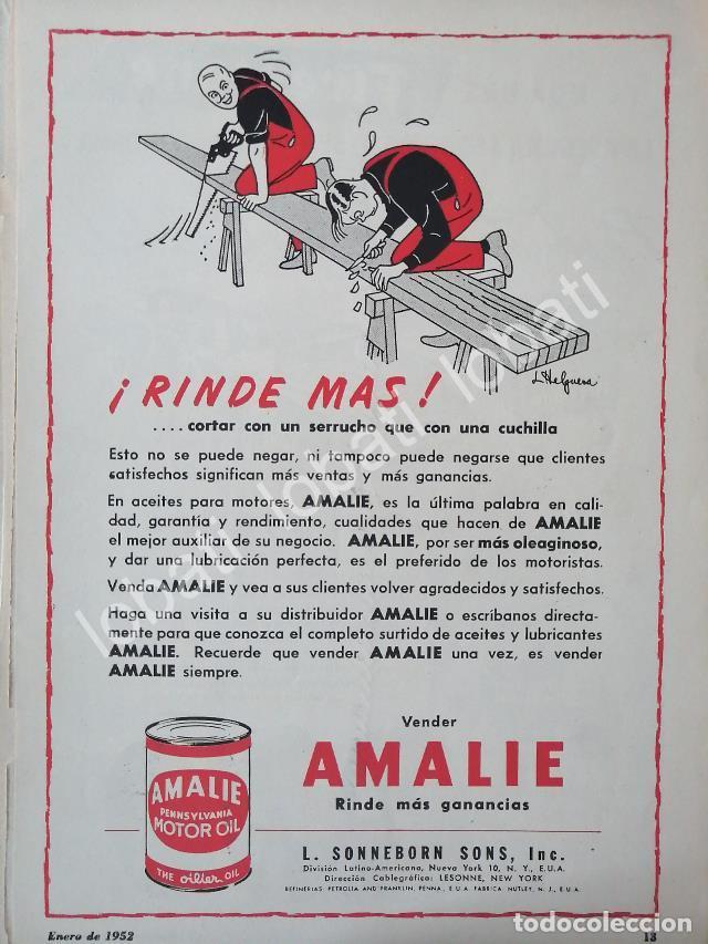 Sammeln von Plakaten: CARTEL ANTIGUO ORIGINAL DE LUBRICANTES AMALIE CON DIBUJO DE JESUS HELGUERA 1952 /29