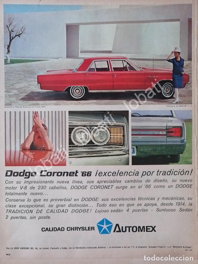 Sammeln von Plakaten: CARTEL ANTIGUO ORIGINAL DE AUTOS CHRYSLER DODGE CORONET 230 /1966 /152