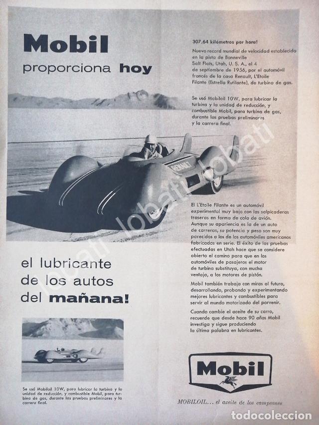 Sammeln von Plakaten: CARTEL ANTIGUO ORIGINAL DE LUBRICANTES MOBIL Y EL LEGENDARIO AUTO ETOILE FILANTE 1956 /39 AF1