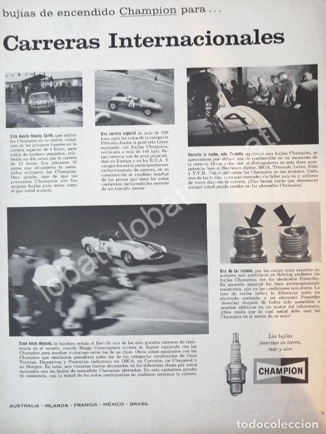 Sammeln von Plakaten: CARTEL ANTIGUO ORIGINAL DE BUJIAS CHAMPION Y CARRERAS DE AUTOS 1959 /40 AF1