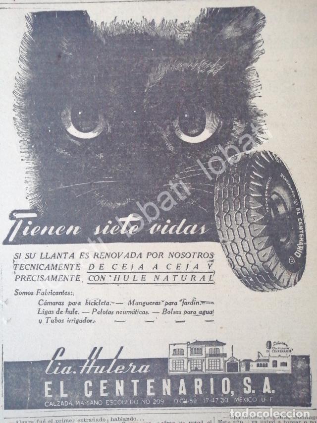 Sammeln von Plakaten: CARTEL ANTIGUO ORIGINAL DE LLANTAS DE CIA. HULERA EL CENTENARIO S.A 1947 /A44 MUY RARO