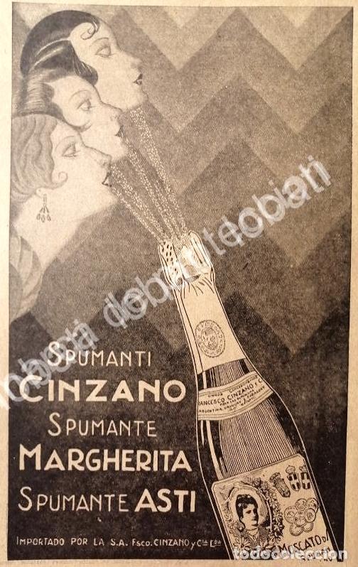 Poster collecting: CARTEL ANTIGUO ORIGINAL DE VINOS SPUMANTE MARGHERITA ASTI CINZANO A&Ntilde;OS 20s /424