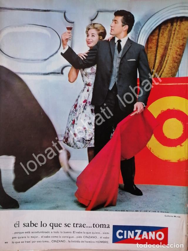 Coleccionismo de carteles: CARTEL ANTIGUO ORIGINAL DE GUILLERMO MURRAY Y VINOS CINZANO VERMOUTH 1960s /464 FEP