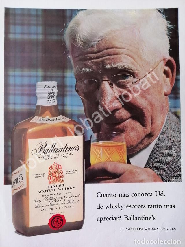 Collezionismo di affissi: CARTEL ANTIGUO ORIGINAL DE VINOS WHISKY BALLANTINES 1960s /488