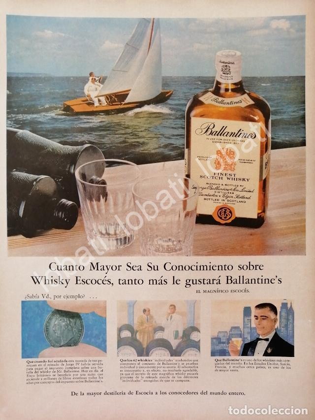 Collezionismo di affissi: CARTEL ANTIGUO ORIGINAL DE VINOS WHISKY BALLANTINES 1960s /492