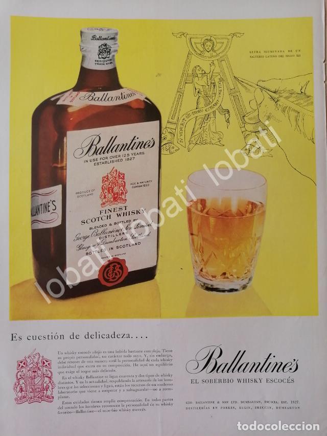 Collezionismo di affissi: CARTEL ANTIGUO ORIGINAL DE VINOS WHISKY BALLANTINES 1960s /491