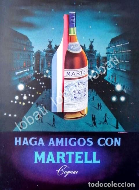 Collezionismo di affissi: CARTEL ANTIGUO ORIGINAL DE COGNAC MARTELL 1950s /505 PUBLICIDAD ARTISTICA
