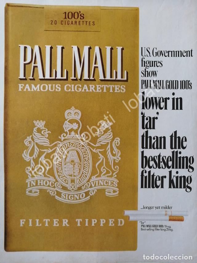 Sammeln von Plakaten: CARTEL ANTIGUO ORIGINAL DE CIGARROS PALL MALL 100s 1970 /T225