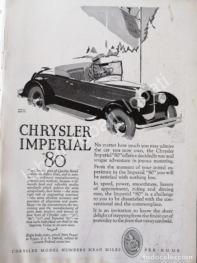 Coleccionismo de carteles: CARTEL ANTIGUO ORIGINAL DE AUTOS CHRYSLER IMPERIAL 80 1926 /316 DIBUJO DE FRANK QUAIL