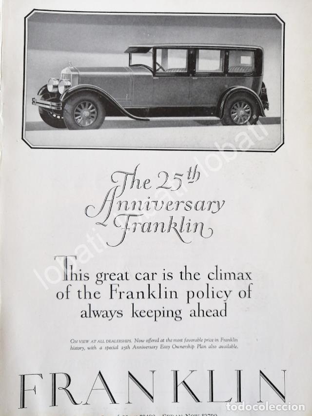 Poster collecting: CARTEL ANTIGUO ORIGINAL DE AUTOS FRANKLIN 1927 25 ANIVERSARIO /315 MUY RARO