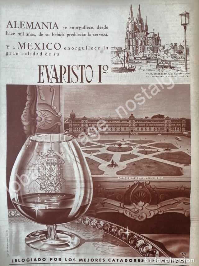 Poster collecting: CARTEL ANTIGUO ORIGINAL DE VINO EVARISTO No 1. 1958 Y PALACIO NACIONAL /V265 PUBLICIDAD ARTISTICA