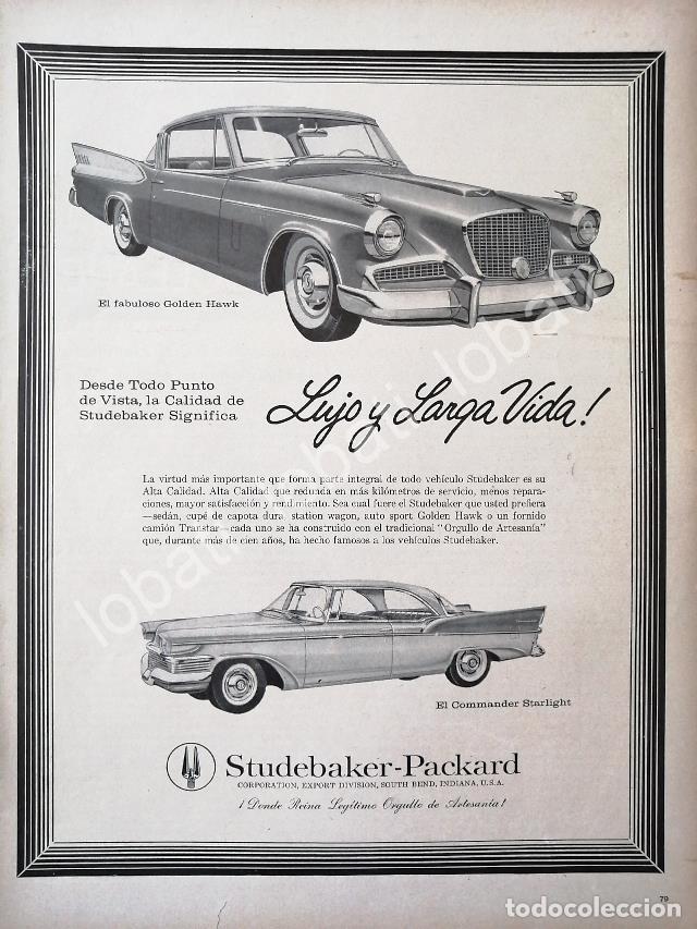 Poster collecting: CARTEL ANTIGUO ORIGINAL DE AUTOS STUDEBAKER GOLDEN HAWK & COMMANDER 1960s /335