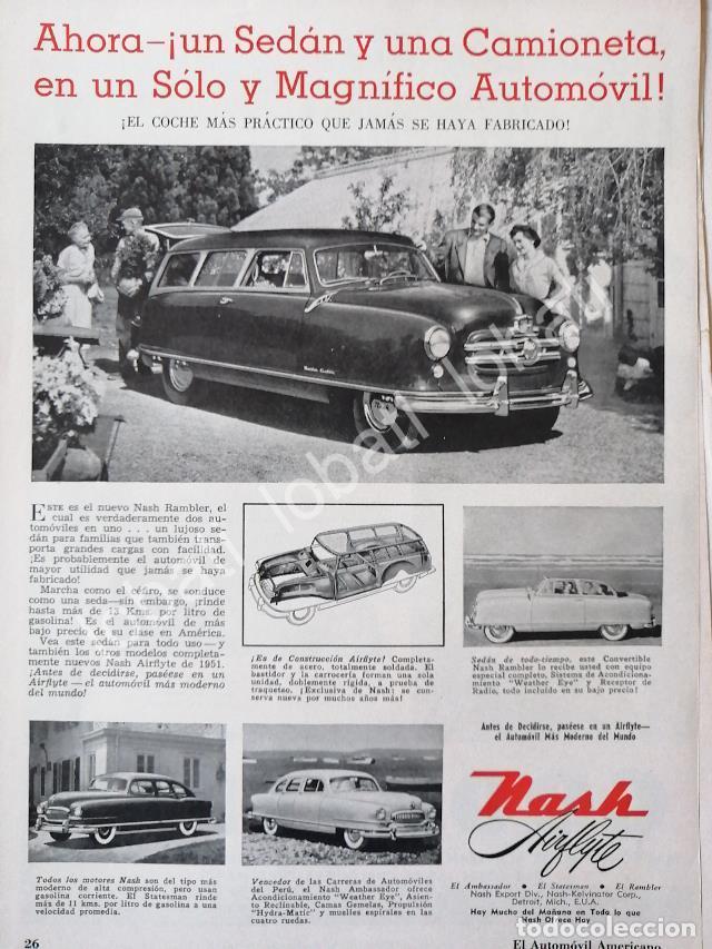 Collectionnisme d'affiches: CARTEL ANTIGUO ORIGINAL DE AUTOS NASH RAMBLER 1951