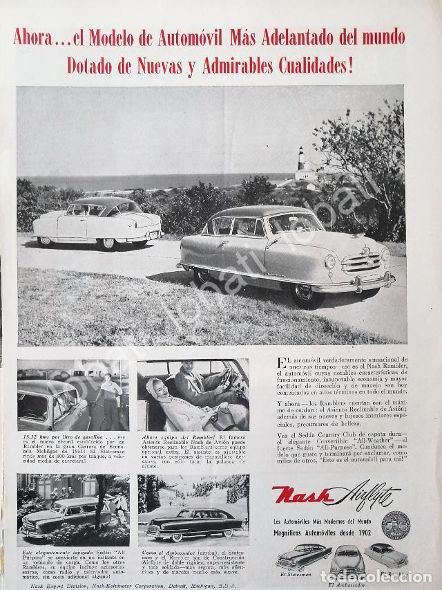 Collectionnisme d'affiches: CARTEL ANTIGUO ORIGINAL DE AUTOS NASH AIRFLYTE RAMBLER 1952 /359
