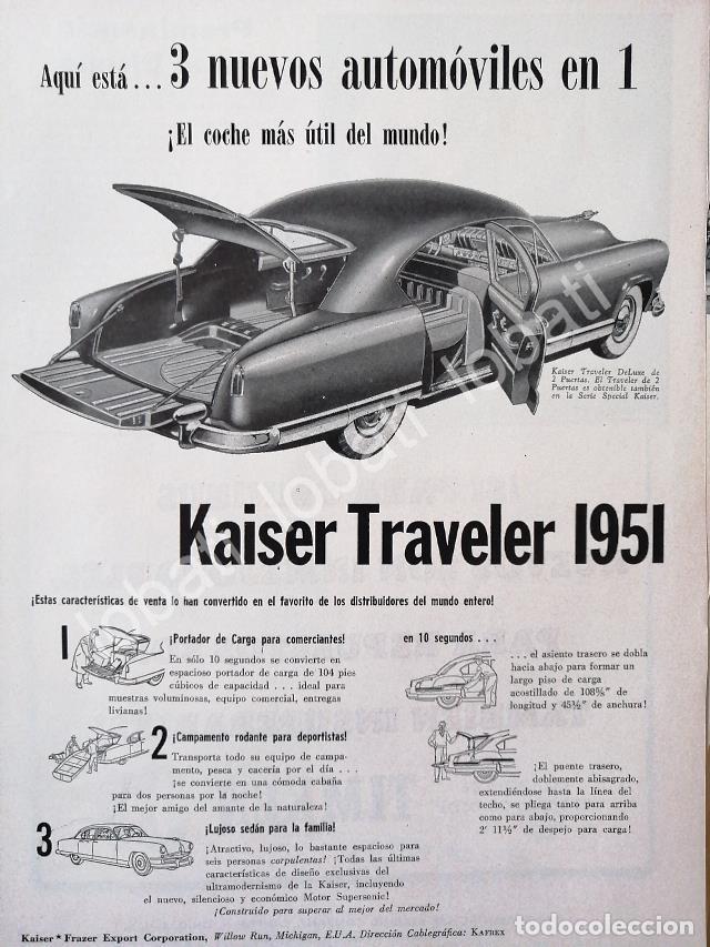 Collectionnisme d'affiches: CARTEL ANTIGUO ORIGINAL DE AUTOS KAISER TRAVELER 1951 /360 RARO
