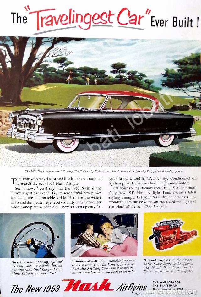 Collectionnisme d'affiches: CARTEL ANTIGUO ORIGINAL DE AUTOS NASH AMBASSADOR COUNTRY CLUB 1953 /379