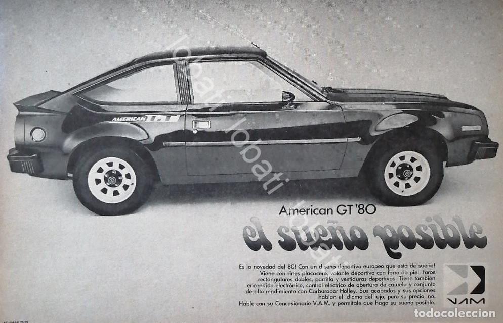 Collectionnisme d'affiches: CARTEL ANTIGUO ORIGINAL DE AUTOS VAM AMERICAN GT 80. 1980 /397 RARO