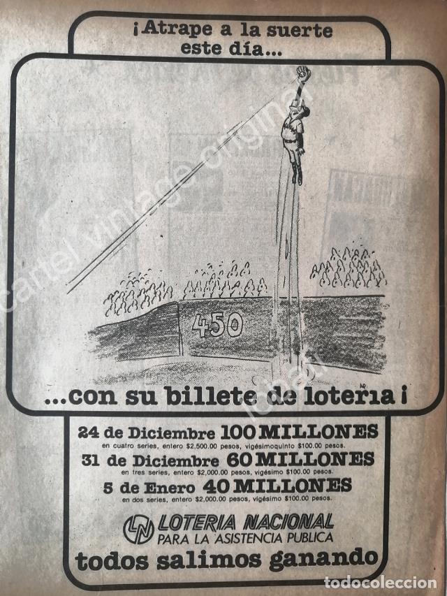 Collectionnisme d'affiches: CARTEL ANTIGUO ORIGINAL DE LOTERIA NACIONAL. DIBUJO DE ABEL QUEZADA 1970s /102