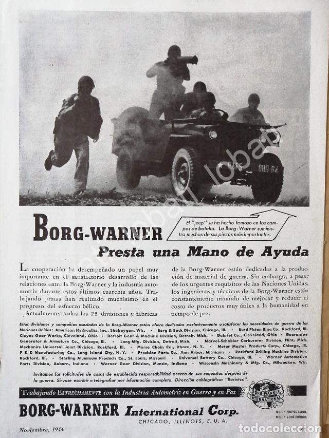Collezionismo di affissi: CARTEL ANTIGUO ORIGINAL DE AUTOPARTES BORG-WARNER Y GUERRA MUNDIAL 1944 /SGM