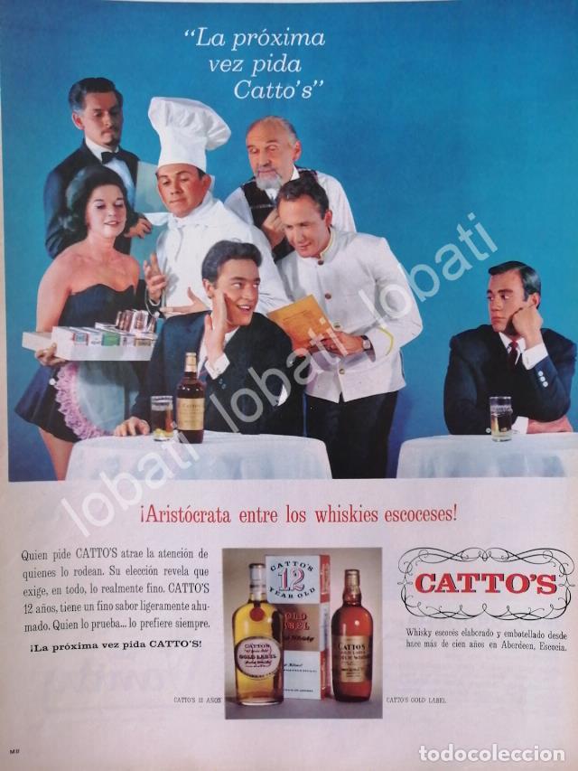 Collectionnisme d'affiches: CARTEL ANTIGUO ORIGINAL DE VINOS. WHISKY CATTOS 1965 /570 /RARO