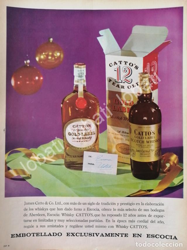 Collectionnisme d'affiches: CARTEL ANTIGUO ORIGINAL DE VINOS. WHISKY CATTOS GOLD LABEL 1965 /568 /RARO