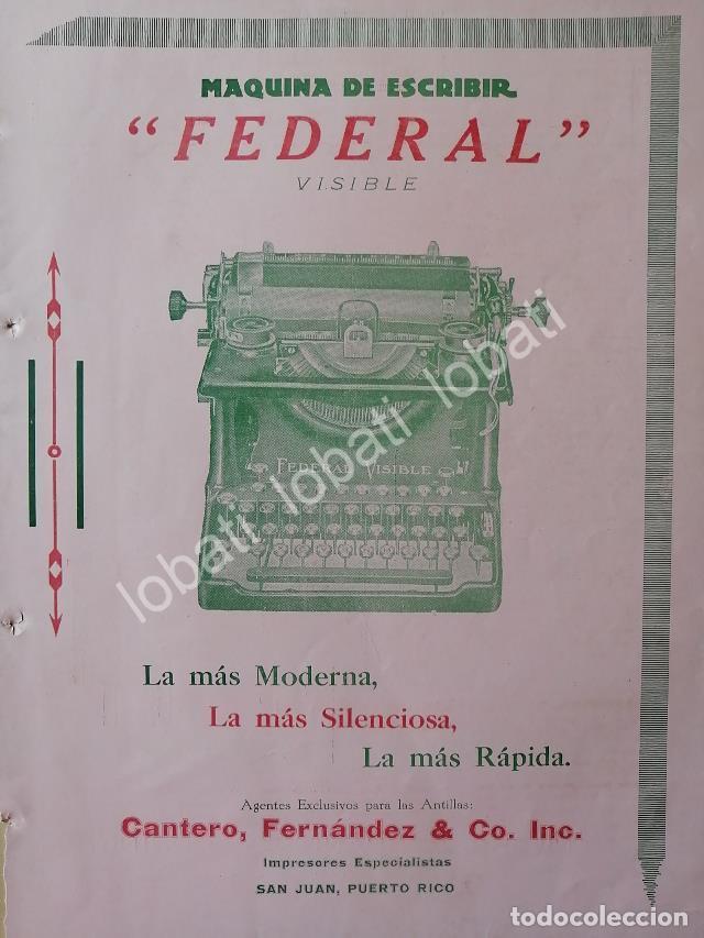 Collectionnisme d'affiches: CARTEL ANTIGUO ORIGINAL DE MAQUINAS DE ESCRIBIR FEDERAL 1919 /27