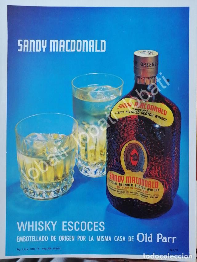 Collectionnisme d'affiches: CARTEL ANTIGUO ORIGINAL DE VINOS. WHISKY SANDY MACDONALD 1980s /583