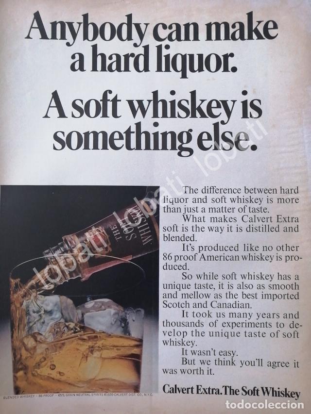 Collectionnisme d'affiches: CARTEL ANTIGUO ORIGINAL DE VINOS. WHISKY CALVERT EXTRA 1970 /588