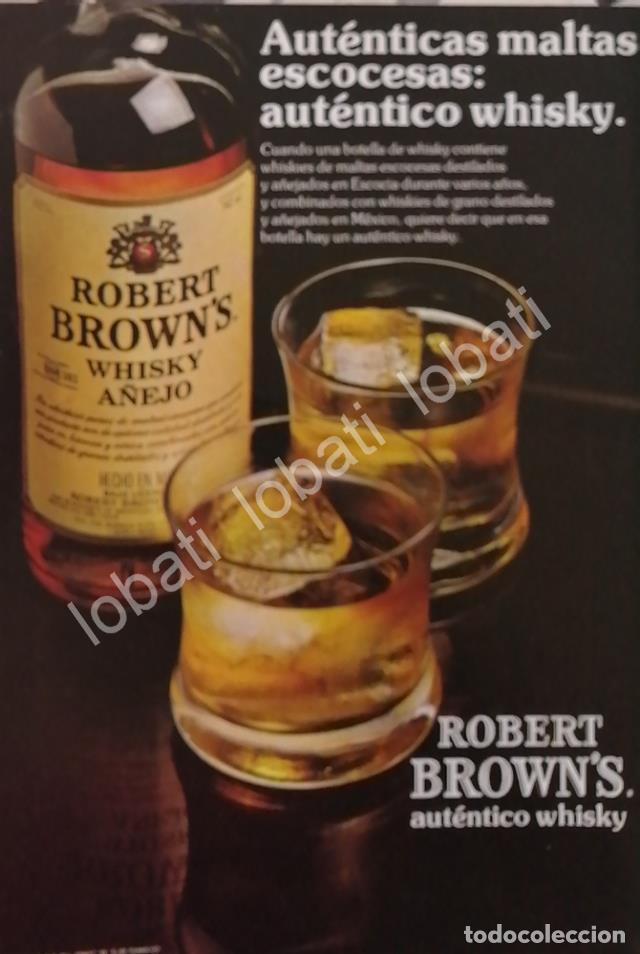 Collectionnisme d'affiches: CARTEL ANTIGUO ORIGINAL DE VINOS. WHISKY ROBERT BROWNS 1970s /602 RARO