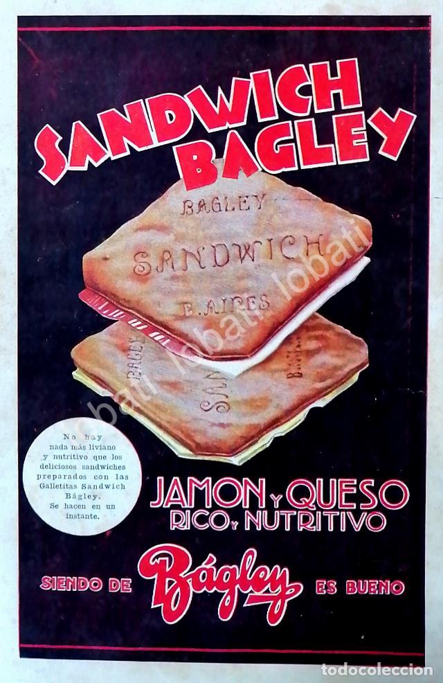 Poster collecting: CARTEL ANTIGUO ORIGINAL DE GALLETAS BAGLEY 1927 /5 ARGENTINA-MEXICO