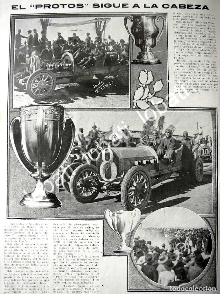 Poster collecting: CARTEL ANTIGUO ORIGINAL DE AUTOS PROTOS 1911 GANA CARRERA CARR. MEXICO PUEBLA / SUPER RARO 10++