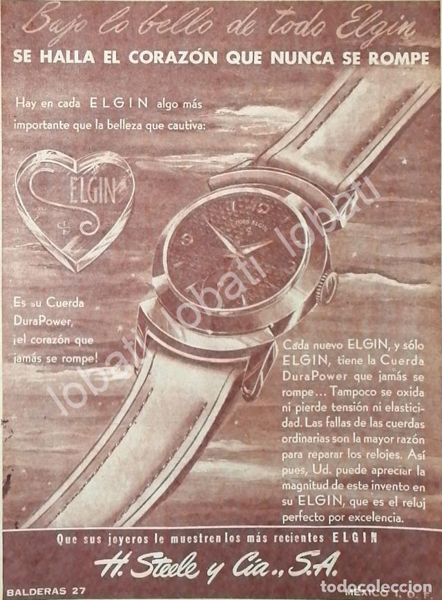 Coleccionismo de carteles: CARTEL ANTIGUO ORIGINAL DE RELOJES ELGIN 1953 ALMACENES H. STEELE & CIA / 56