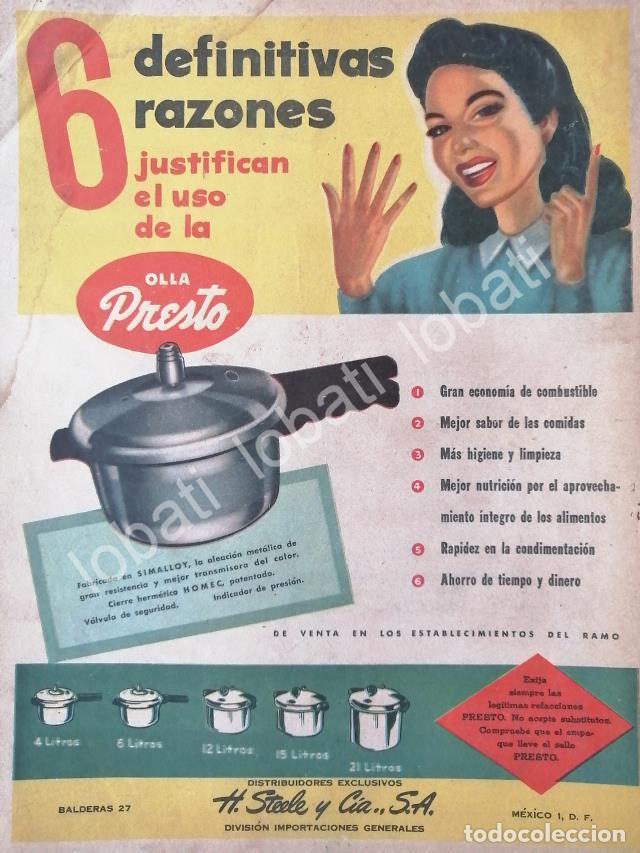 Poster collecting: CARTEL ANTIGUO ORIGINAL DE OLLAS PRESTO 1953 IMPORTADORA H. STEELE Y CIA. /7