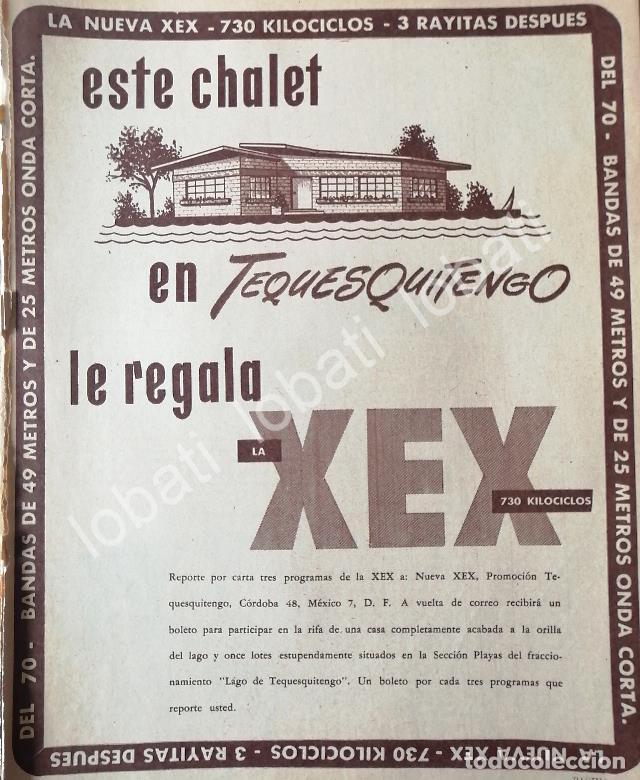Poster collecting: CARTEL ANTIGUO ORIGINAL DE RADIO DIFUSORA XEX SORTEA CASA EN LAGOS DE TEQUESQUITENGO 1952 /45