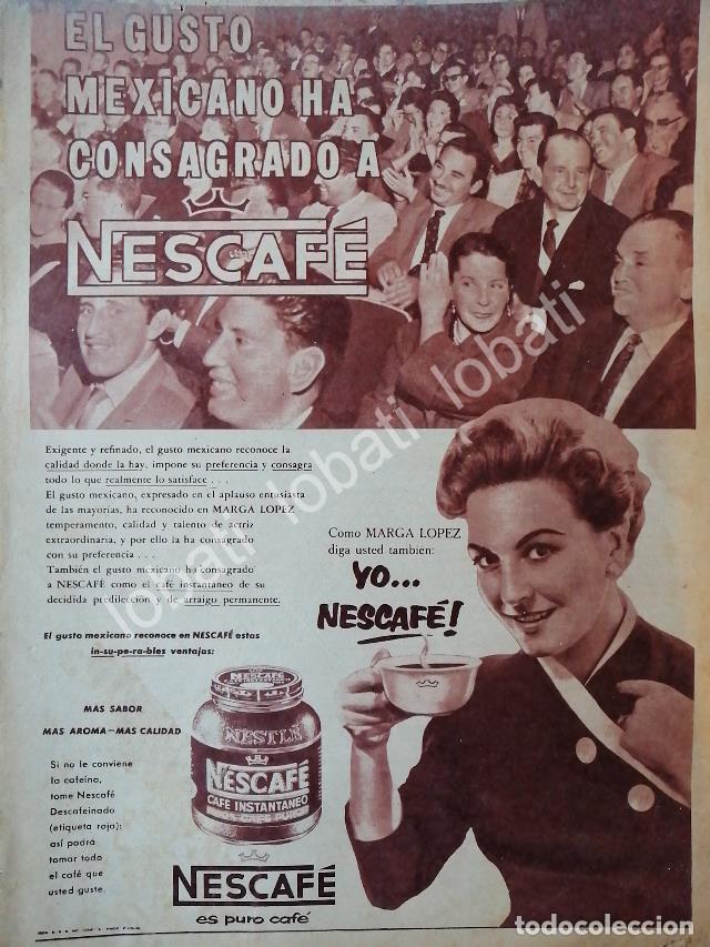 Poster collecting: CARTEL ANTIGUO ORIGINAL DE MARGA LOPEZ Y CAFE NESCAFE 1958 /CF66 FEP / RARO